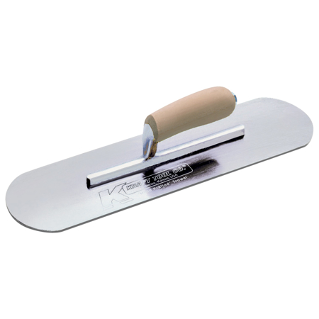 Picture of 10" x 3" Chrome No Burn Pool Trowel with Camel Back Wood Handle