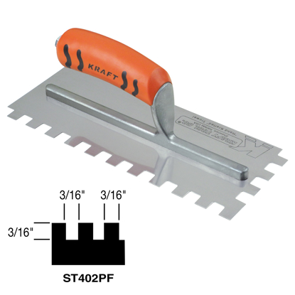 Picture of 3/16" x 3/16" x 3/16" Square-Notch Trowel with ProForm® Handle